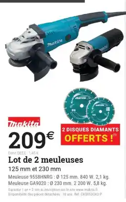 Espace emeraude MAKITA Lot de 2 meuleuses offre