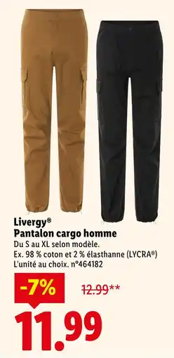 Lidl Livergy pantalon cargo homme offre