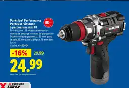 Lidl Parkside performance perceuse-visseuse à percussion sans fil offre