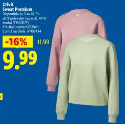 Lidl Crivit sweat premium offre