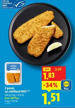 Lidl 2 panés au cabillaud msc offre