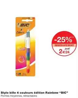 Monoprix Stylo bille 4 couleurs édition rainbow bic offre