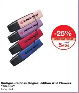 Monoprix Surligneurs boss original édition wild flowers stabilo offre