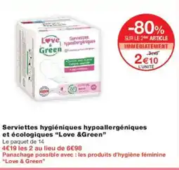 Monoprix Serviettes hygiéniques hypoallergéniques et écologiques love &green offre