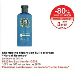Monoprix Shampoing réparation huile d'argan herbal essence offre