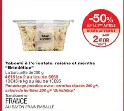Monoprix Taboulé à l'orientale, raisins et menthe brindélice offre