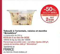 Monoprix Taboulé à l'orientale, raisins et menthe brindélice offre