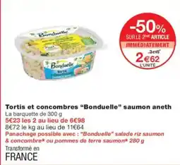 Monoprix Tortis et concombres bonduelle saumon aneth offre