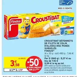 Intermarché Hyper FINDUS Croustibat bâtonnets de filets de colin d'alaska msc panés surgelés offre