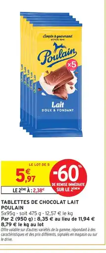 Intermarché Hyper POULAIN Tablettes de chocolat lait offre