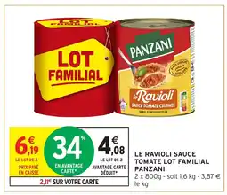 Intermarché Hyper PANZANI Le ravioli sauce tomate lot familial offre