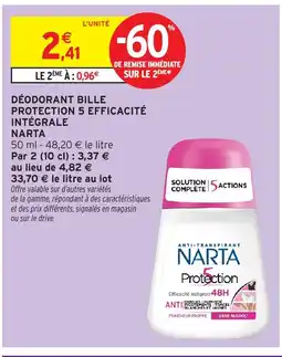 Intermarché Hyper NARTA Déodorant bille protection 5 efficacité intégrale offre