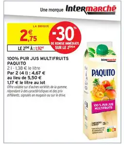 Intermarché Contact PAQUITO 100% pur jus multifruits offre