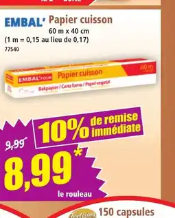 Norma EMBAL Papier cuisson offre