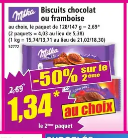 Norma MILKA Biscuits chocolat ou framboise offre