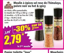 Norma Moulin à épices sel rose de l'himalaya poivre noir ou hot & spicy offre