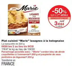 Monoprix Plat cuisiné marie lasagnes à la bolognaise offre