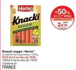 Monoprix Knacki veggie herta offre