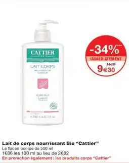 Monoprix Lait de corps nourrissant bio cattier offre