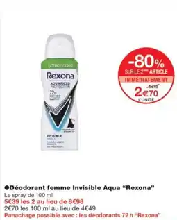 Monoprix Déodorant femme invisible aqua rexona offre