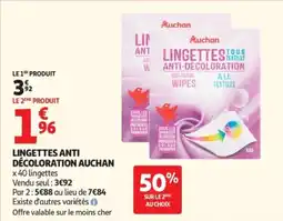 Auchan Lingettes anti décoloration auchan offre