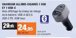 Autobacs Chargeur allume-cigares 1 usb et 1 usb-c offre