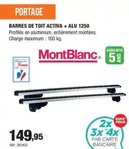 Autobacs Barres de toit activa + alu 1250 offre