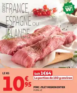 Auchan Porc filet mignon entier offre