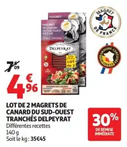 Auchan Lot de 2 magrets de canard du sud-ouest tranchés delpeyrat offre