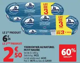 Auchan Thon entier au naturel petit navire offre