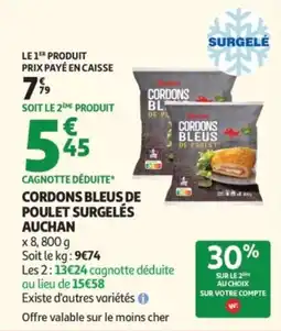 Auchan Cordons bleus de poulet surgelés auchan offre