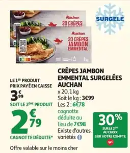 Auchan Crêpes jambon emmental surgelées auchan offre
