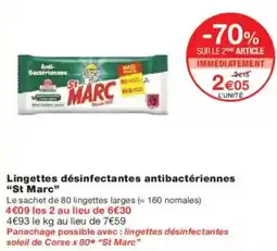 Monoprix Lingettes désinfectantes antibactériennes st marc offre