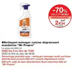 Monoprix ●nettoyant ménager cuisine dégraissant mandarine mr propre offre