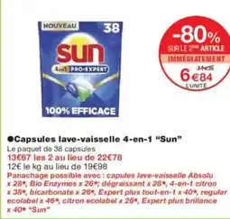 Monoprix Capsules lave-vaisselle 4-en-1 sun offre