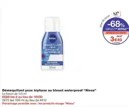 Monoprix Démaquillant yeux biphase au bleuet waterproof nivea offre