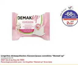 Monoprix Lingettes démaquillantes cocoon,peaux sensibles demak'up offre