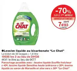 Monoprix Lessive liquide au bicarbonate le chat offre