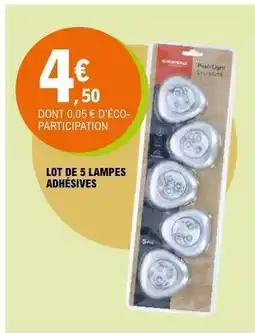 E.Leclerc LOT DE 5 LAMPES ADHÉSIVES offre