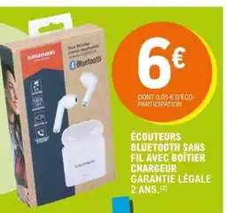 E.Leclerc ÉCOUTEURS BLUETOOTH SANS FIL AVEC BOÎTIER CHARGEUR offre