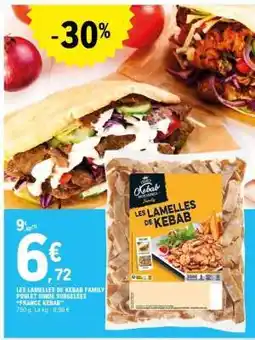 E.Leclerc LES LAMELLES DE KEBAB FAMILY POULET DINDE SURGELÉES FRANCE KEBAB offre