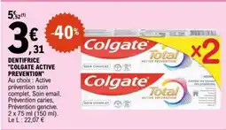 E.Leclerc DENTIFRICE COLGATE ACTIVE PREVENTION offre