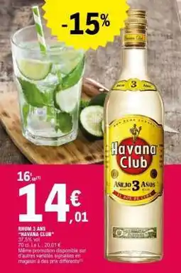 E.Leclerc RHUM 3 ANS HAVANA CLUB offre