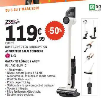 ASPIRATEUR BALAI CORDZERO