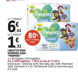 E.Leclerc LINGETTES BÉBÉ HARMONIE AQUA “PAMPERS” offre