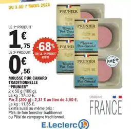 E.Leclerc Mousse Pur Canard Traditionnelle 'Prunier' offre
