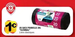 E.Leclerc 20 SACS POUBELLE 20L ELEMBAL offre
