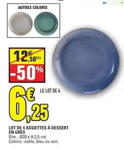 E.Leclerc LOT DE 4 ASSIETTES À DESSERT EN GRÈS offre
