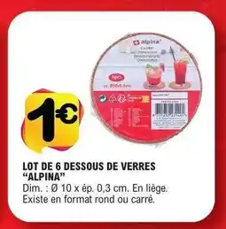 E.Leclerc Lot de 6 dessous de verres 'Alpina' offre
