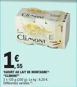 E.Leclerc Yaourt au lait de montagne 'Climont' offre